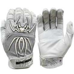 2022 Spiderz ENDITE Batting Gloves: Grey And White