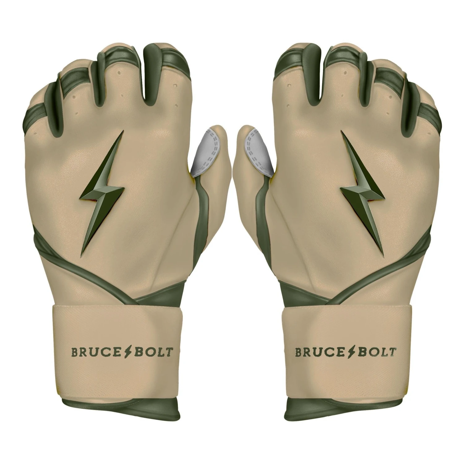 Bruce Bolt Premium Pro Military Series Long Cuff Batting Gloves: Beige 3 Bruce Bolt Premium Pro Military Series Long Cuff Batting Gloves: Beige