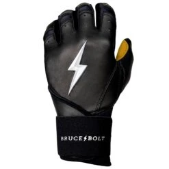 Bruce Bolt PREMIUM PRO Long Cuff Batting Gloves: Black -Baseball Equipment Sports Store LC BLKG LEFT