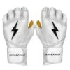 Bruce Bolt PREMIUM PRO Long Cuff Batting Gloves: White -Baseball Equipment Sports Store LC WHTG HERO
