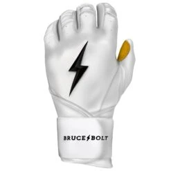 Bruce Bolt PREMIUM PRO Long Cuff Batting Gloves: White 14 Bruce Bolt PREMIUM PRO Long Cuff Batting Gloves: White -Baseball Equipment Sports Store LC WHTG LEFT
