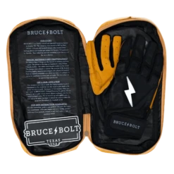 Bruce Bolt PREMIUM PRO Short Cuff Batting Gloves: Black -Baseball Equipment Sports Store SC BLKG BAG2