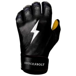 Bruce Bolt PREMIUM PRO Short Cuff Batting Gloves: Black -Baseball Equipment Sports Store SC BLKG LEFT
