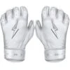 Bruce Bolt PREMIUM PRO Chrome Series Short Cuff Batting Gloves: White -Baseball Equipment Sports Store SC CHRW HERO