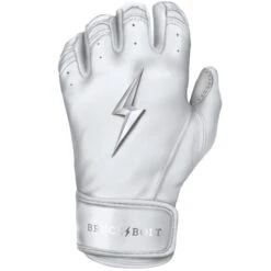 Bruce Bolt PREMIUM PRO Chrome Series Short Cuff Batting Gloves: White -Baseball Equipment Sports Store SC CHRW LEFT