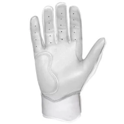 Bruce Bolt PREMIUM PRO Chrome Series Short Cuff Batting Gloves: White -Baseball Equipment Sports Store SC CHRW PALM