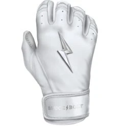 Bruce Bolt PREMIUM PRO Chrome Series Short Cuff Batting Gloves: White -Baseball Equipment Sports Store SC CHRW RIGHT