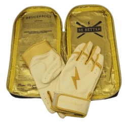 Bruce Bolt PREMIUM PRO Gold Series Batting Gloves: Short Cuff -Baseball Equipment Sports Store SC GLD BAG2