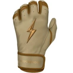 Bruce Bolt PREMIUM PRO Gold Series Batting Gloves: Short Cuff -Baseball Equipment Sports Store SC GLD LEFT
