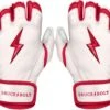 Bruce Bolt PREMIUM PRO BADER Series Short Cuff Batting Gloves: White