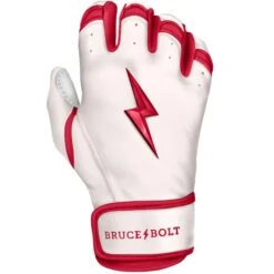 Bruce Bolt PREMIUM PRO BADER Series Short Cuff Batting Gloves: White -Baseball Equipment Sports Store SC HBW RIGHT